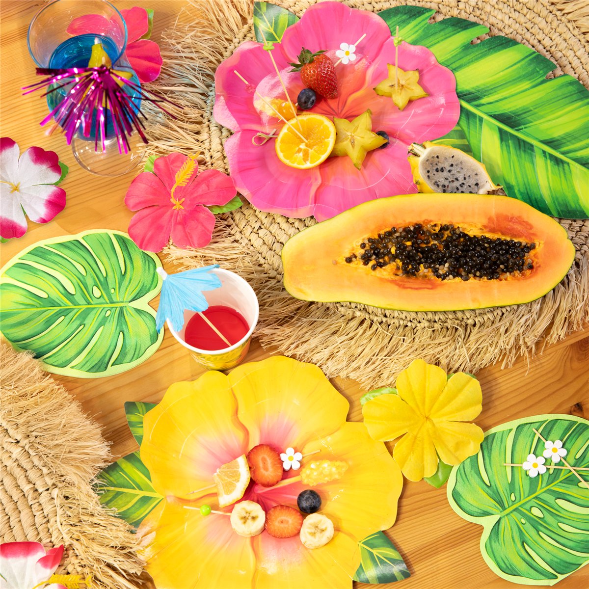 3 stk. Tropisk bananblad paptallerken Aloha 