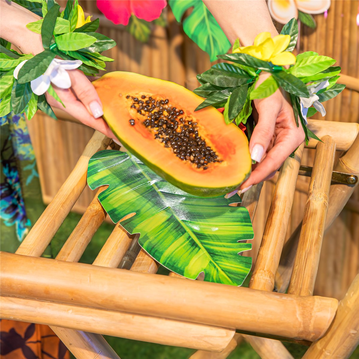 3 stk. Tropisk bananblad paptallerken Aloha 