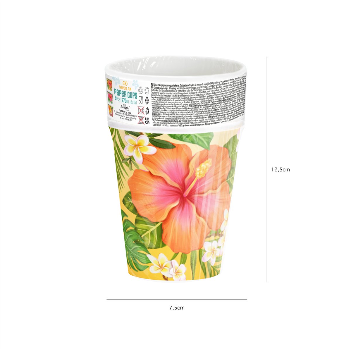 6 stk. Aloha tropiske blomster krus 270ml