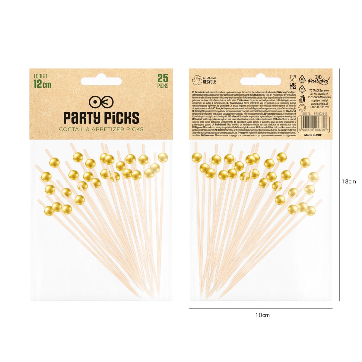25 stk. Cocktailpinde Snacksticks Gyldne kugler