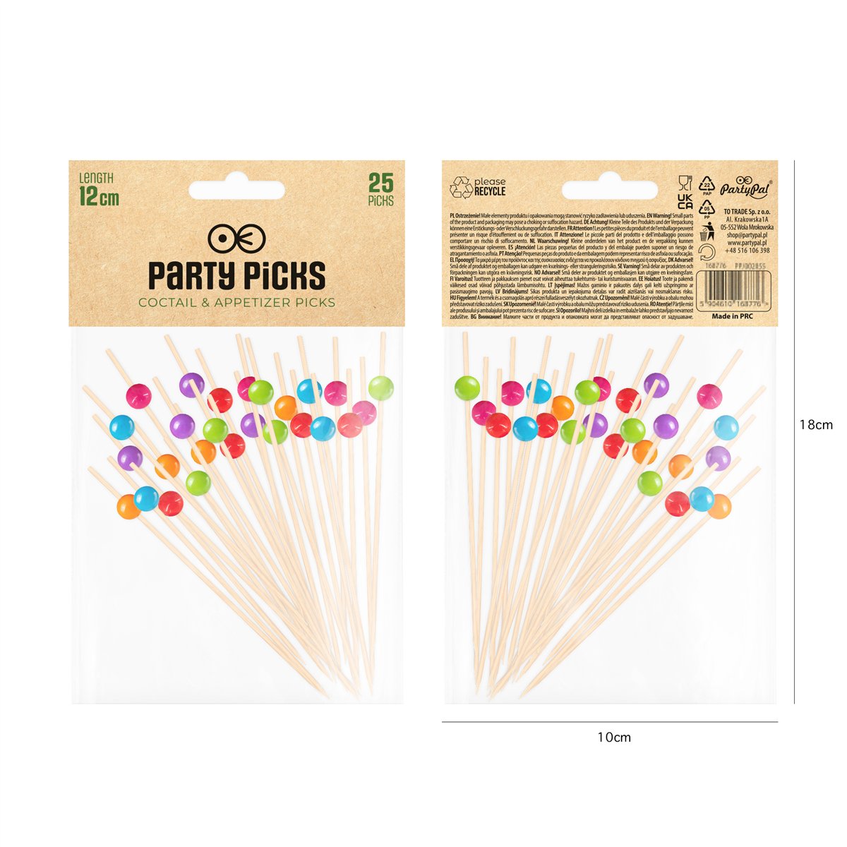25 stk. Cocktailpinde Snacksticks Mix farver kugler
