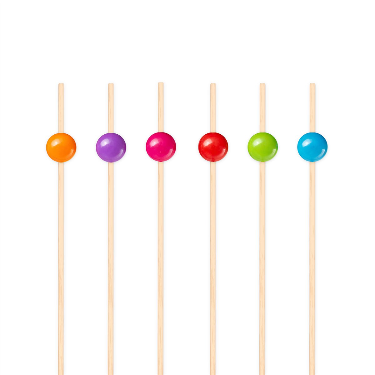 25 stk. Cocktailpinde Snacksticks Mix farver kugler