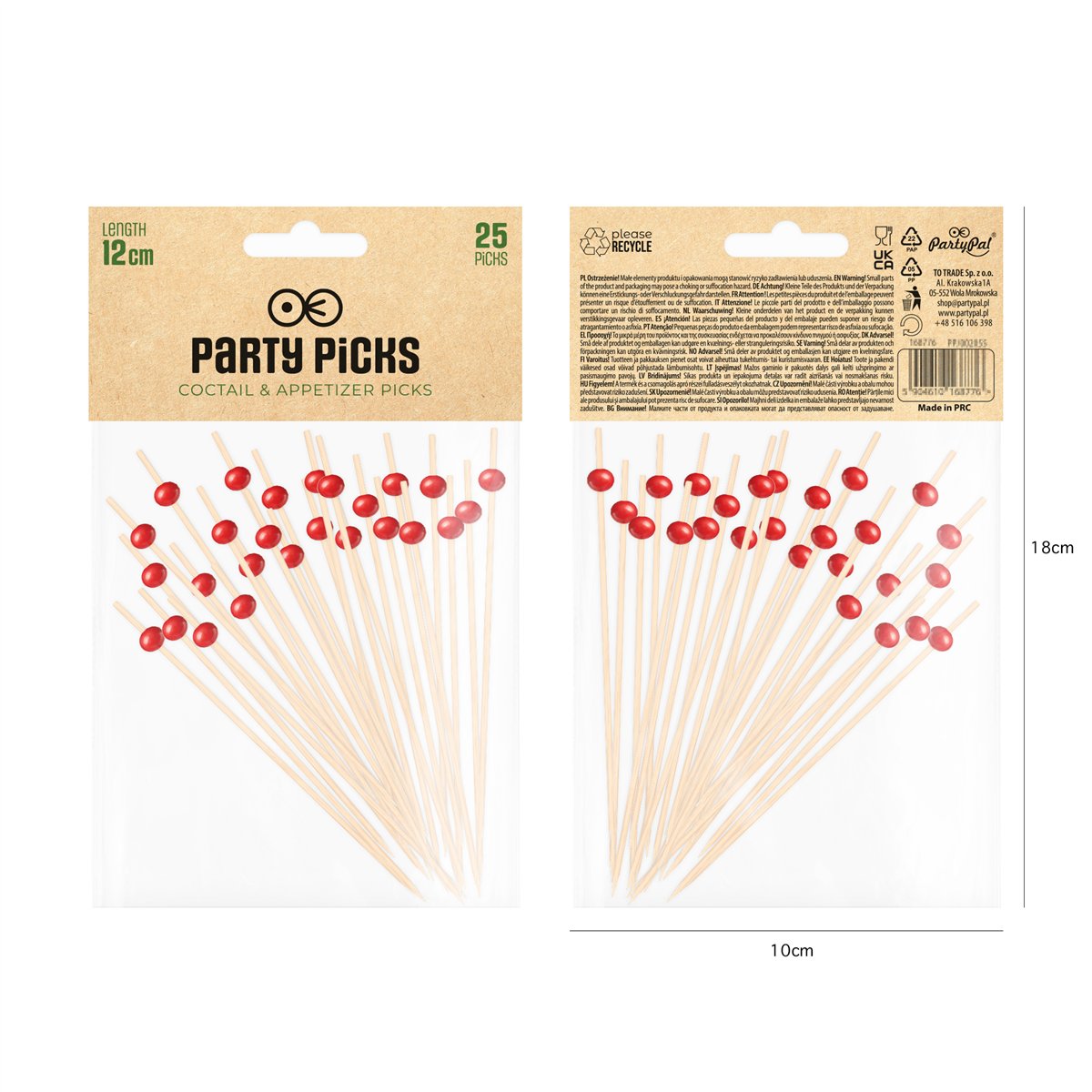 25 stk. Cocktailpinde Snacksticks R&oslash;de Perle kugler