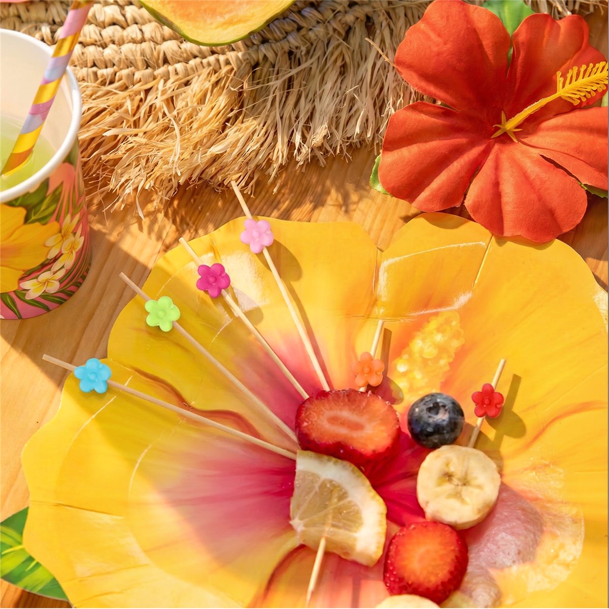 25 stk. Cocktailpinde Snacksticks Blomster dekoration
