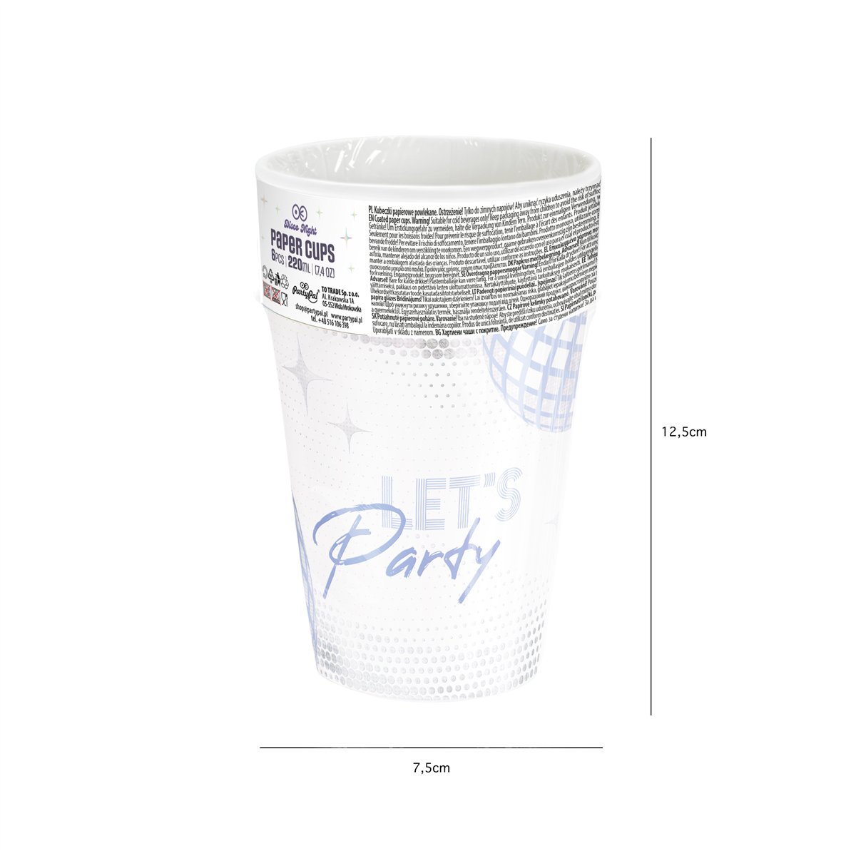 6 stk. Papkrus Disco S&oslash;lv Disco krus 220ml 