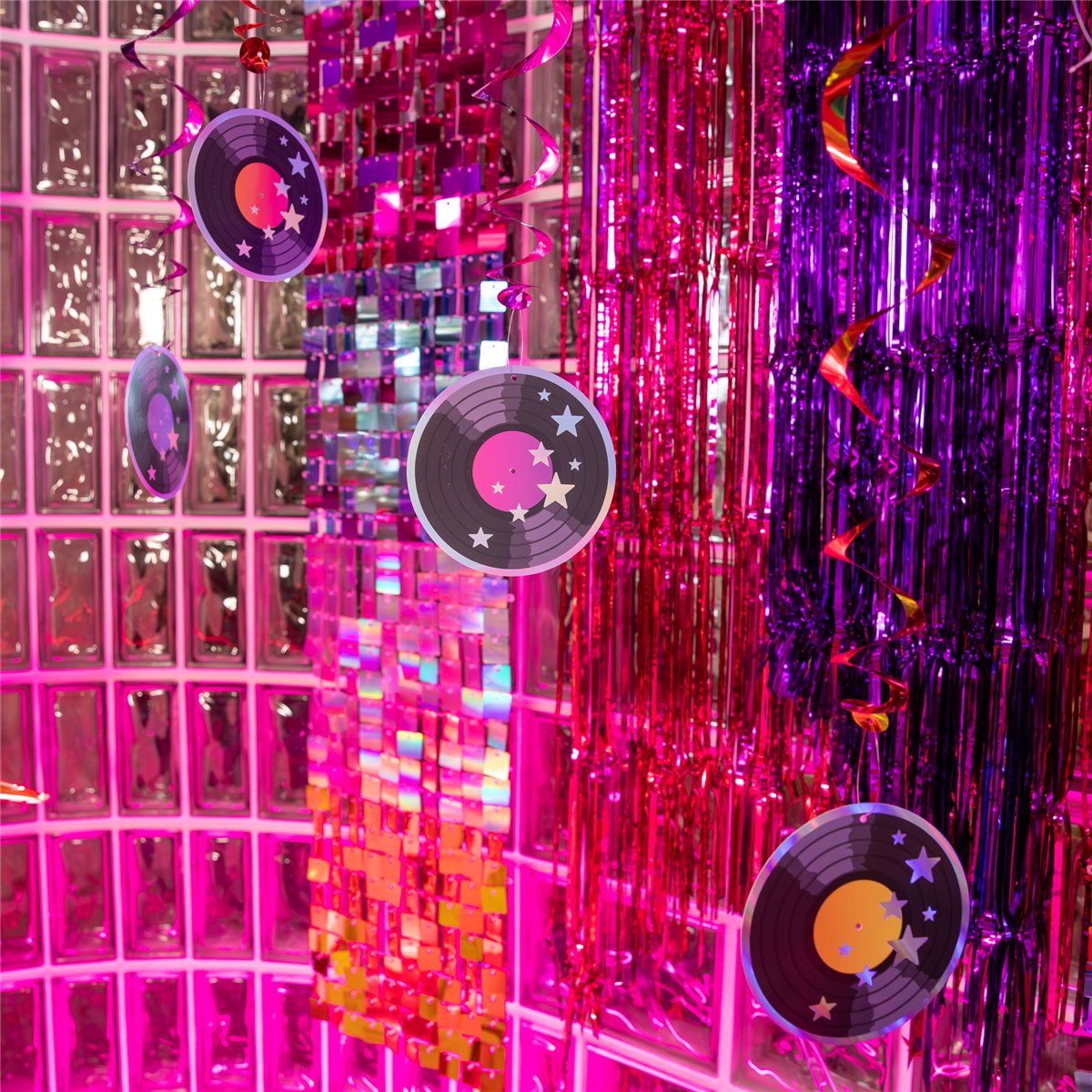 6 stk. Loftspynt Spiraler Retro Disco med Lper 85 cm 6 stk. Loftspynt Spiraler Retro Disco med Lper 85 cm