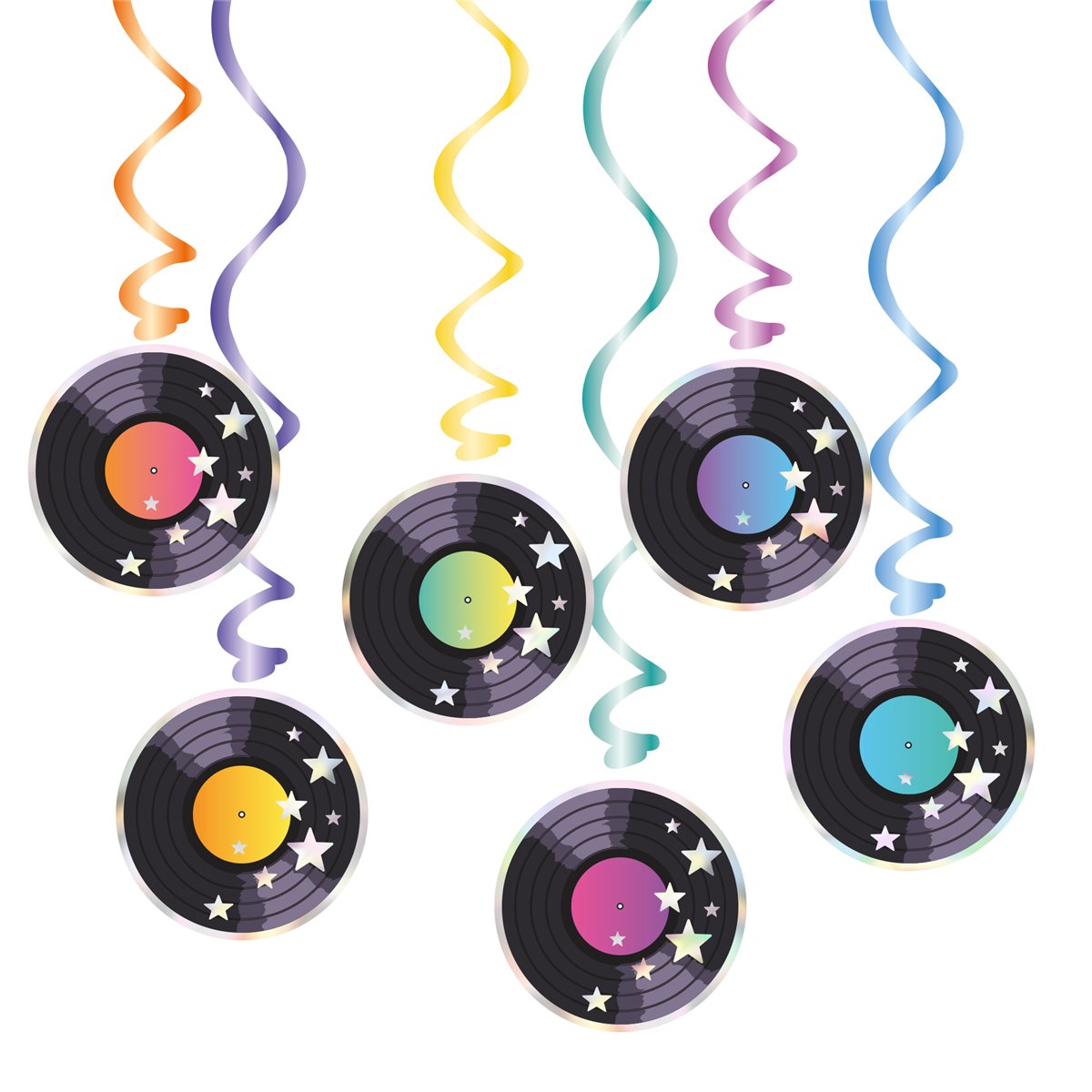 6 stk. Loftspynt Spiraler Retro Disco med Lper 85 cm 6 stk. Loftspynt Spiraler Retro Disco med Lper 85 cm