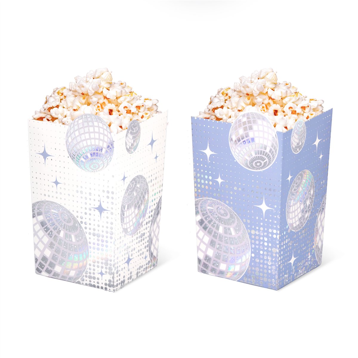 6 stk. Popcornbokse med Sølv Disco-tema 6 stk. Popcornbokse med Sølv Disco-tema