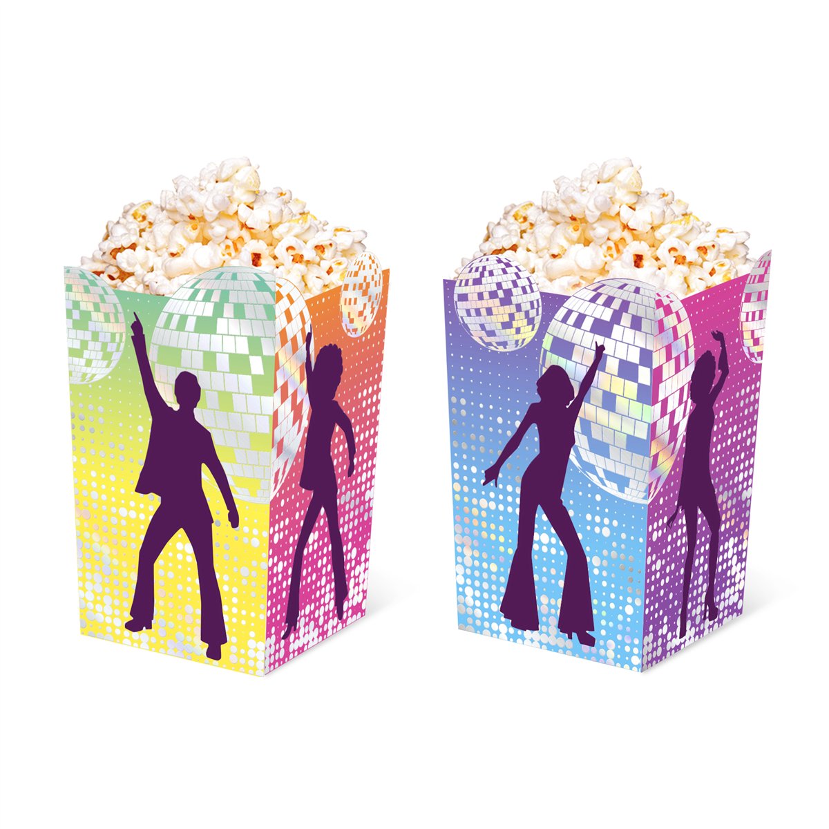6 stk. Popcornbokse med Sølv Disco-tema 6 stk. Popcornbokse med Sølv Disco-tema