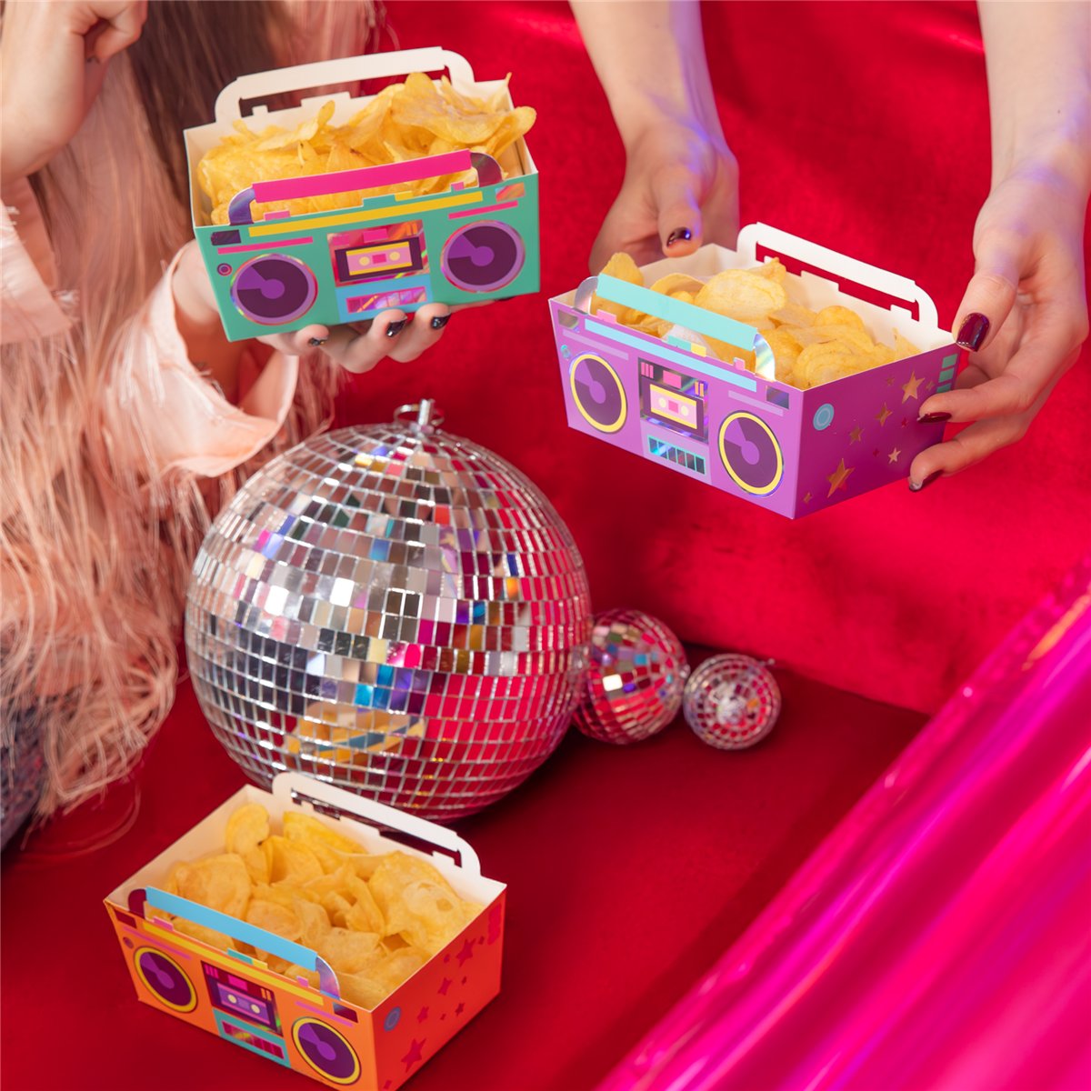 3 stk. Chipsbokse Retro Disco Chip Box 15x10cm 3 stk. Chipsbokse Retro Disco Chip Box 15x10cm
