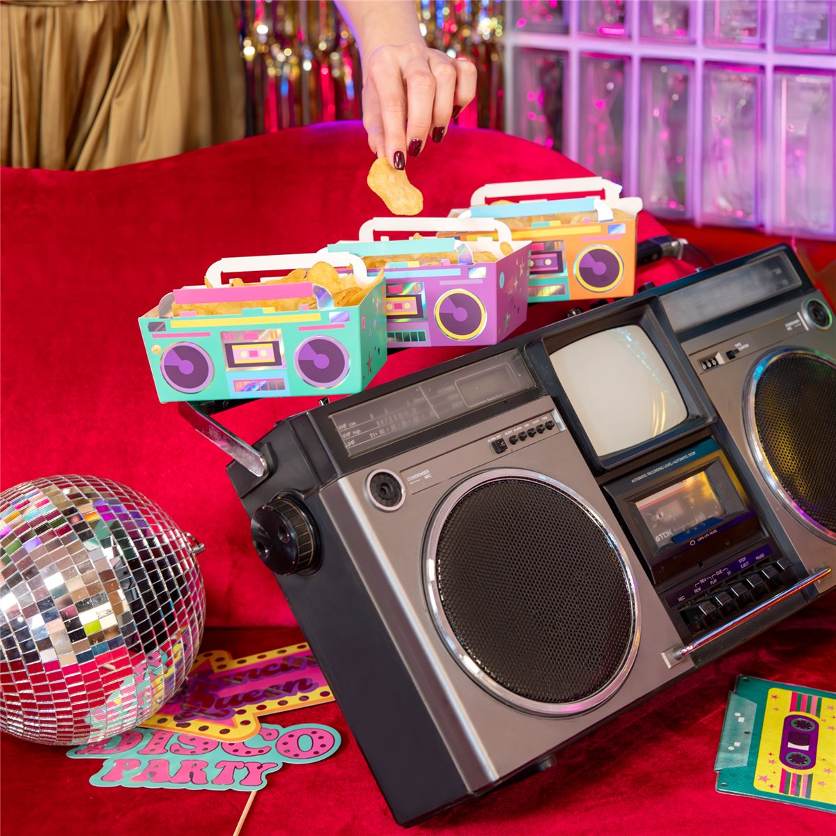 3 stk. Chipsbokse Retro Disco Chip Box 15x10cm 3 stk. Chipsbokse Retro Disco Chip Box 15x10cm