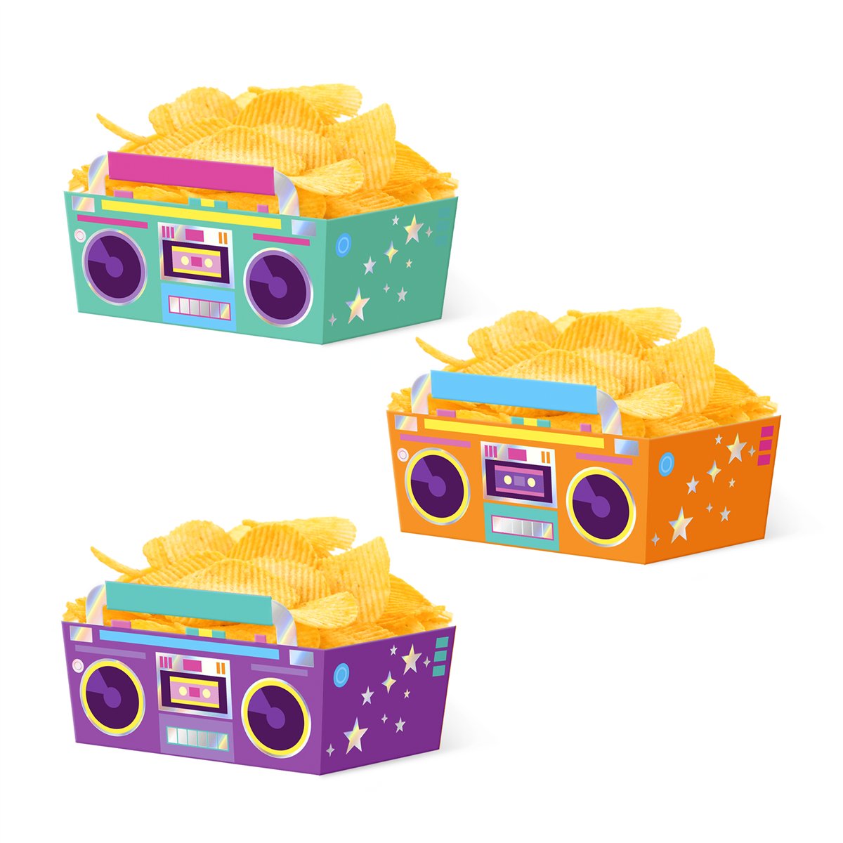 3 stk. Chipsbokse Retro Disco Chip Box 15x10cm 3 stk. Chipsbokse Retro Disco Chip Box 15x10cm