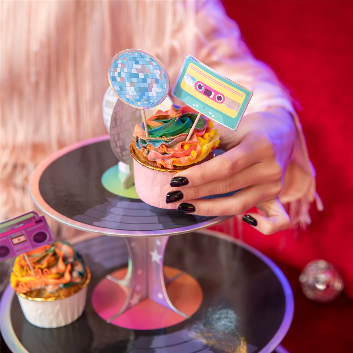 8 stk. Kagetoppere Retro Disco Toppers sæt med 8 dele 8 stk. Kagetoppere Retro Disco Toppers sæt med 8 dele