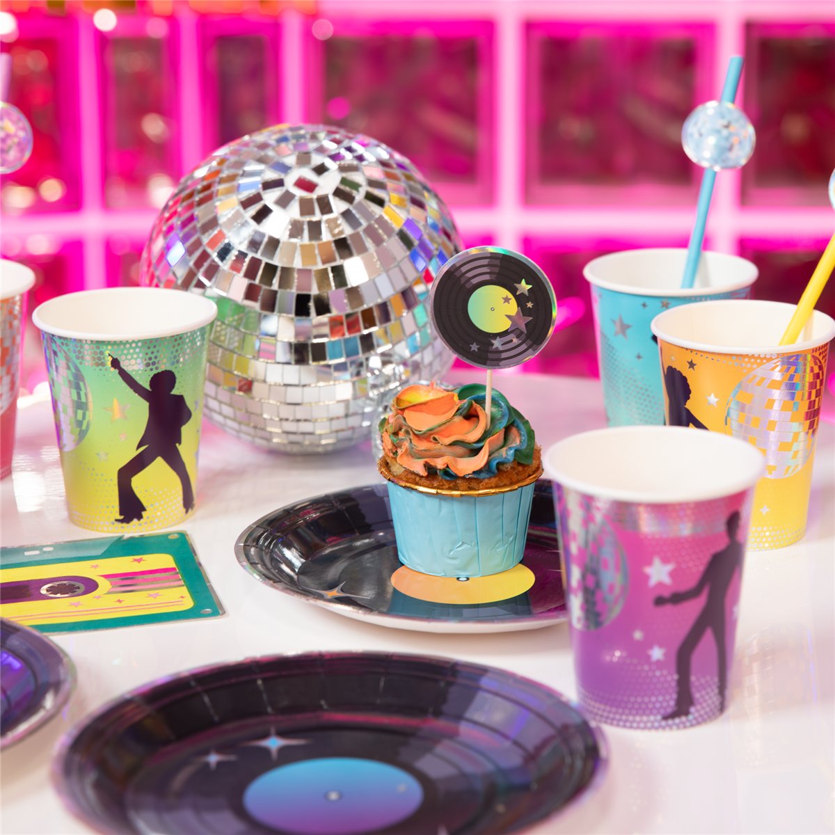 8 stk. Kagetoppere Retro Disco Toppers sæt med 8 dele 8 stk. Kagetoppere Retro Disco Toppers sæt med 8 dele