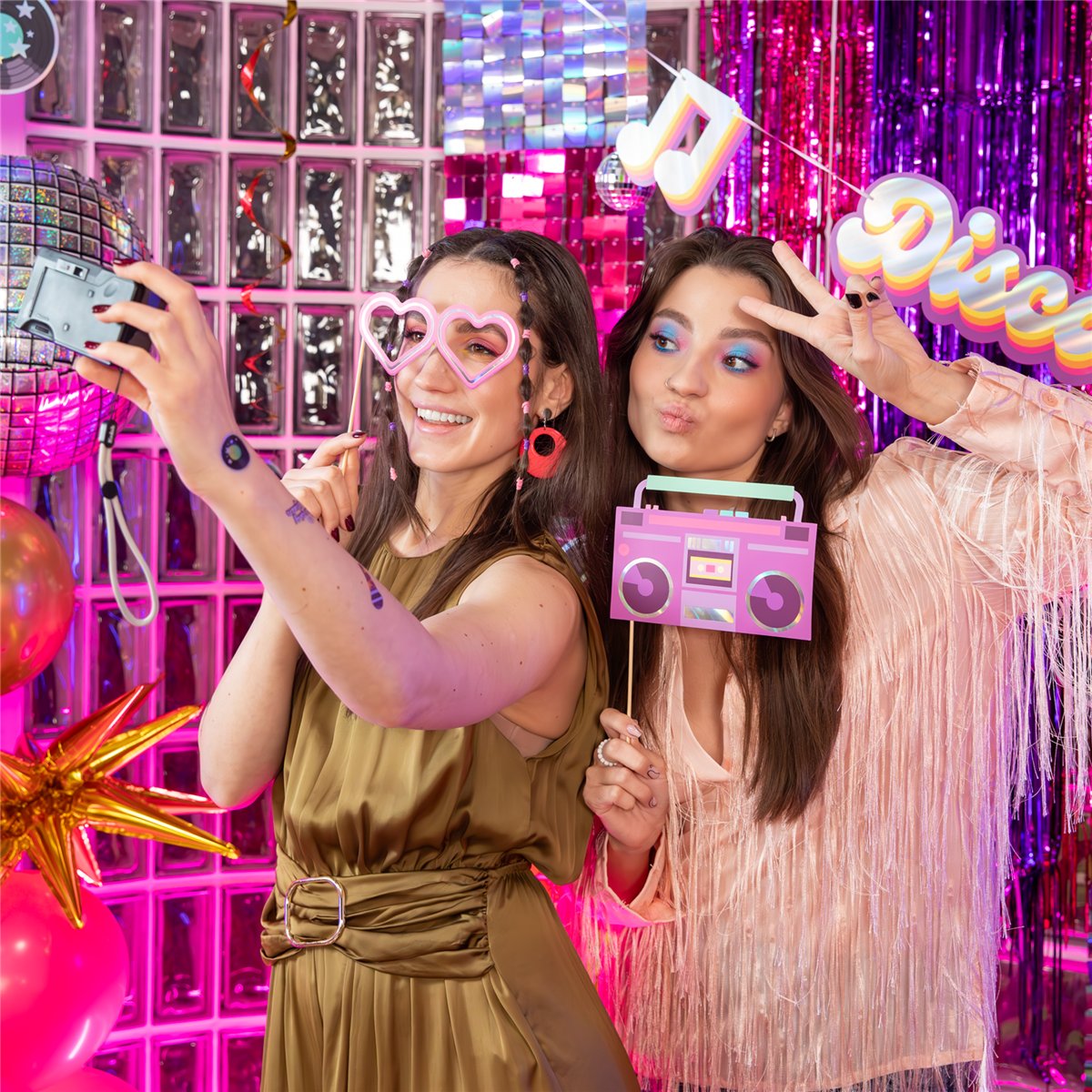 18 stk, Fotorekvisitter Retro disco fotorekvisitter