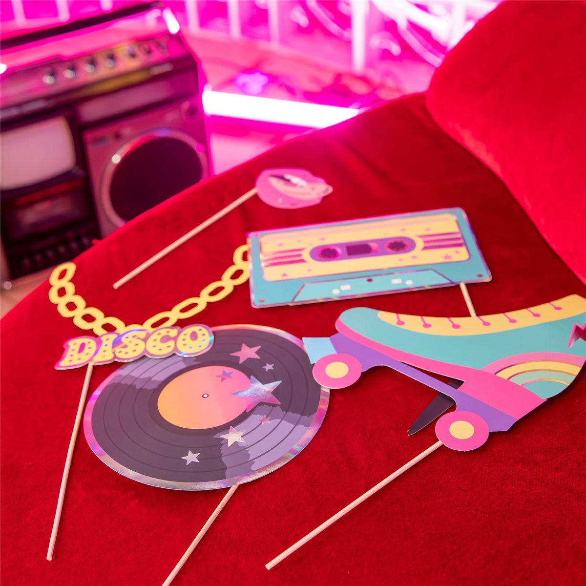 18 stk, Fotorekvisitter Retro disco fotorekvisitter