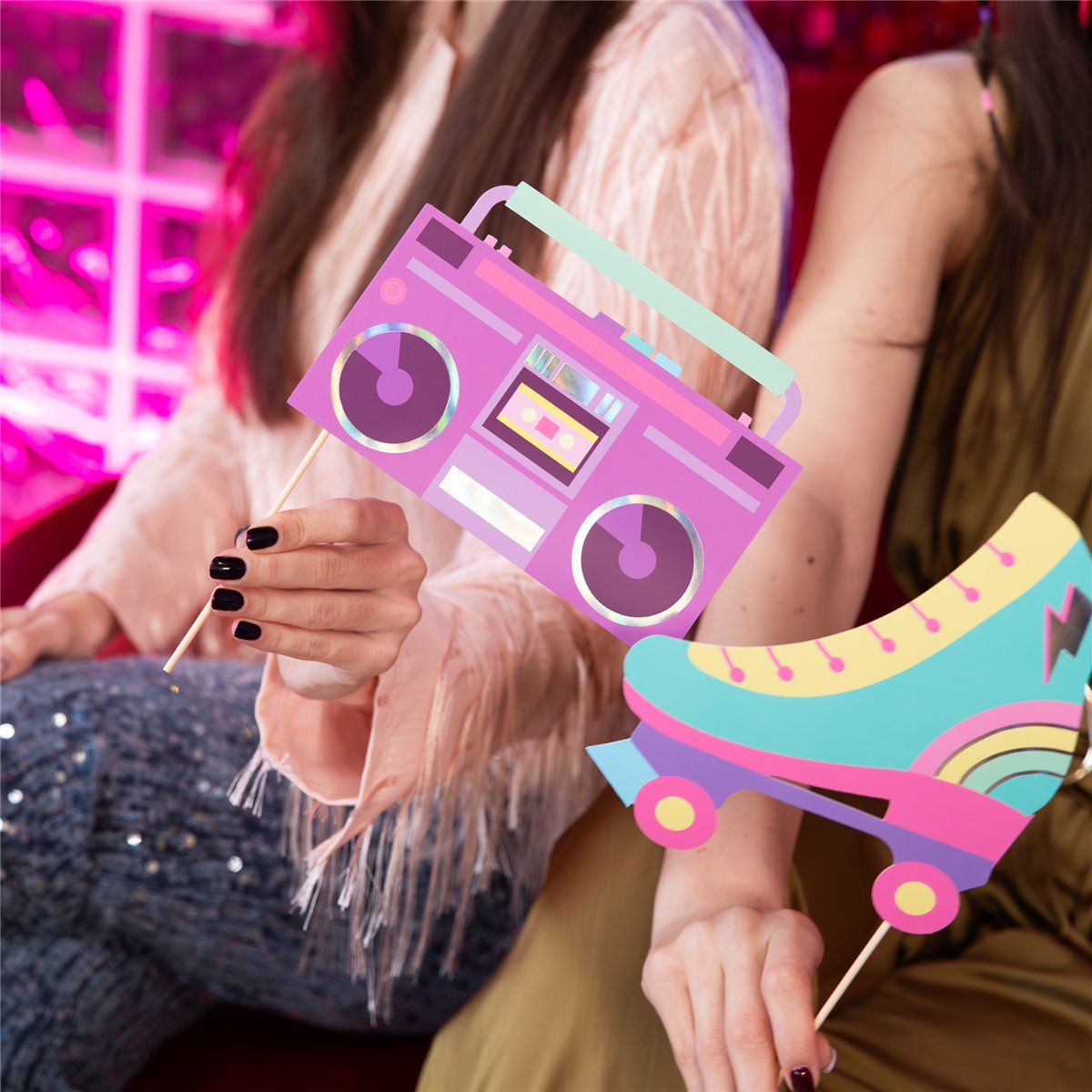 18 stk, Fotorekvisitter Retro disco fotorekvisitter