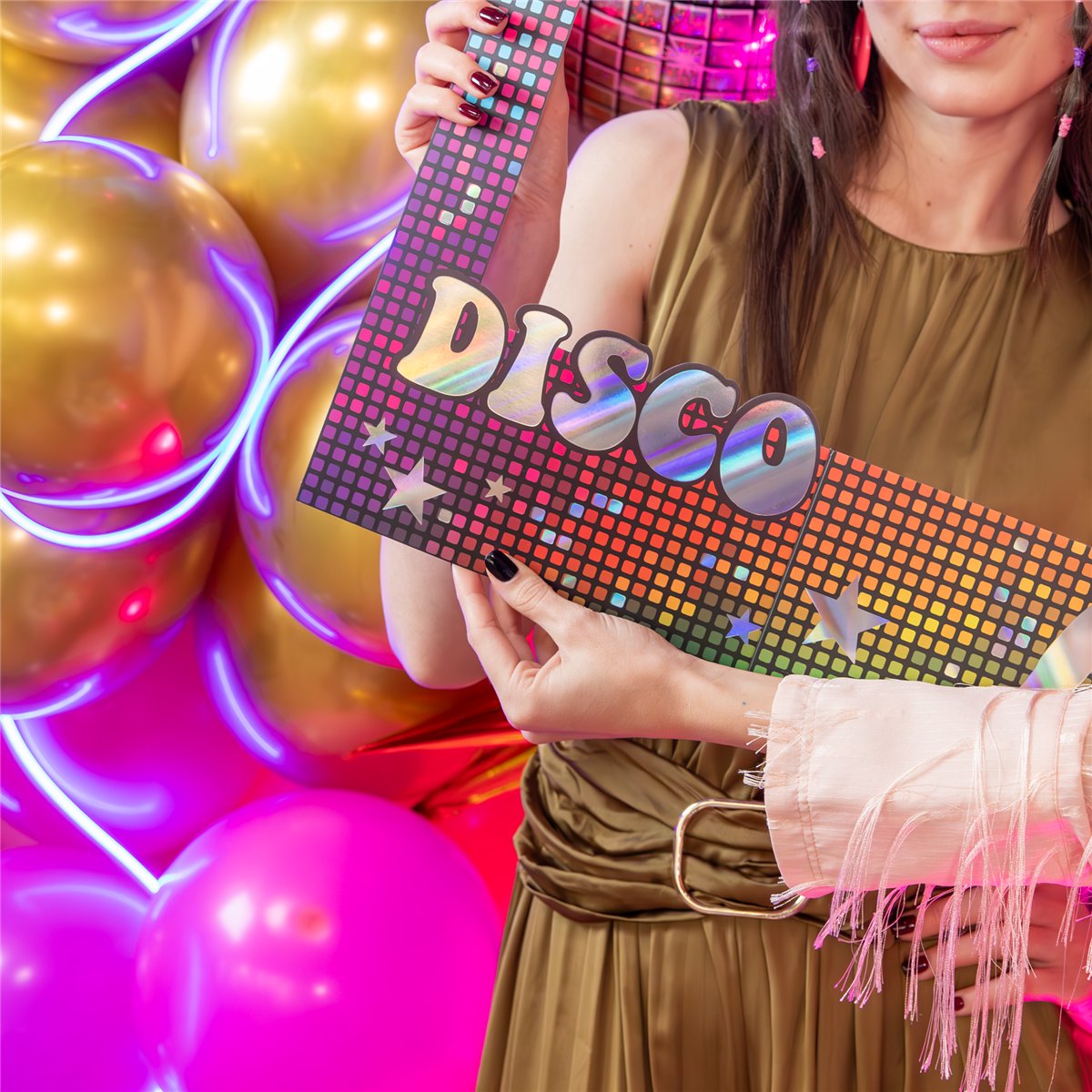 1 stk, Fotorekvisitter Retro disco Fotoramme 1 stk, Fotorekvisitter Retro disco Fotoramme