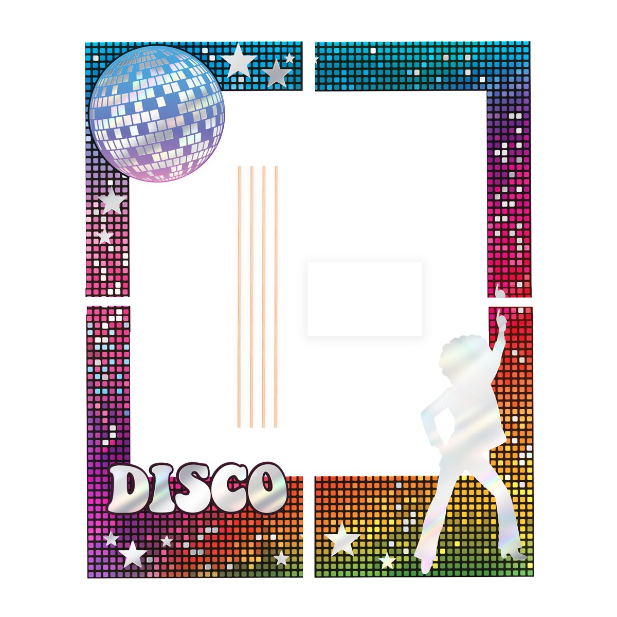 1 stk, Fotorekvisitter Retro disco Fotoramme 1 stk, Fotorekvisitter Retro disco Fotoramme