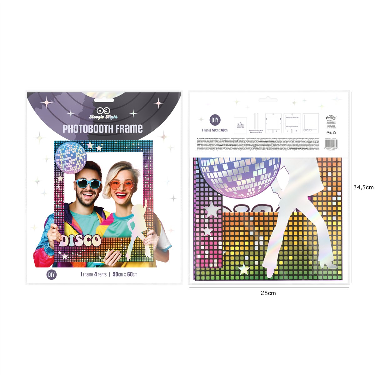 1 stk, Fotorekvisitter Retro disco Fotoramme 1 stk, Fotorekvisitter Retro disco Fotoramme