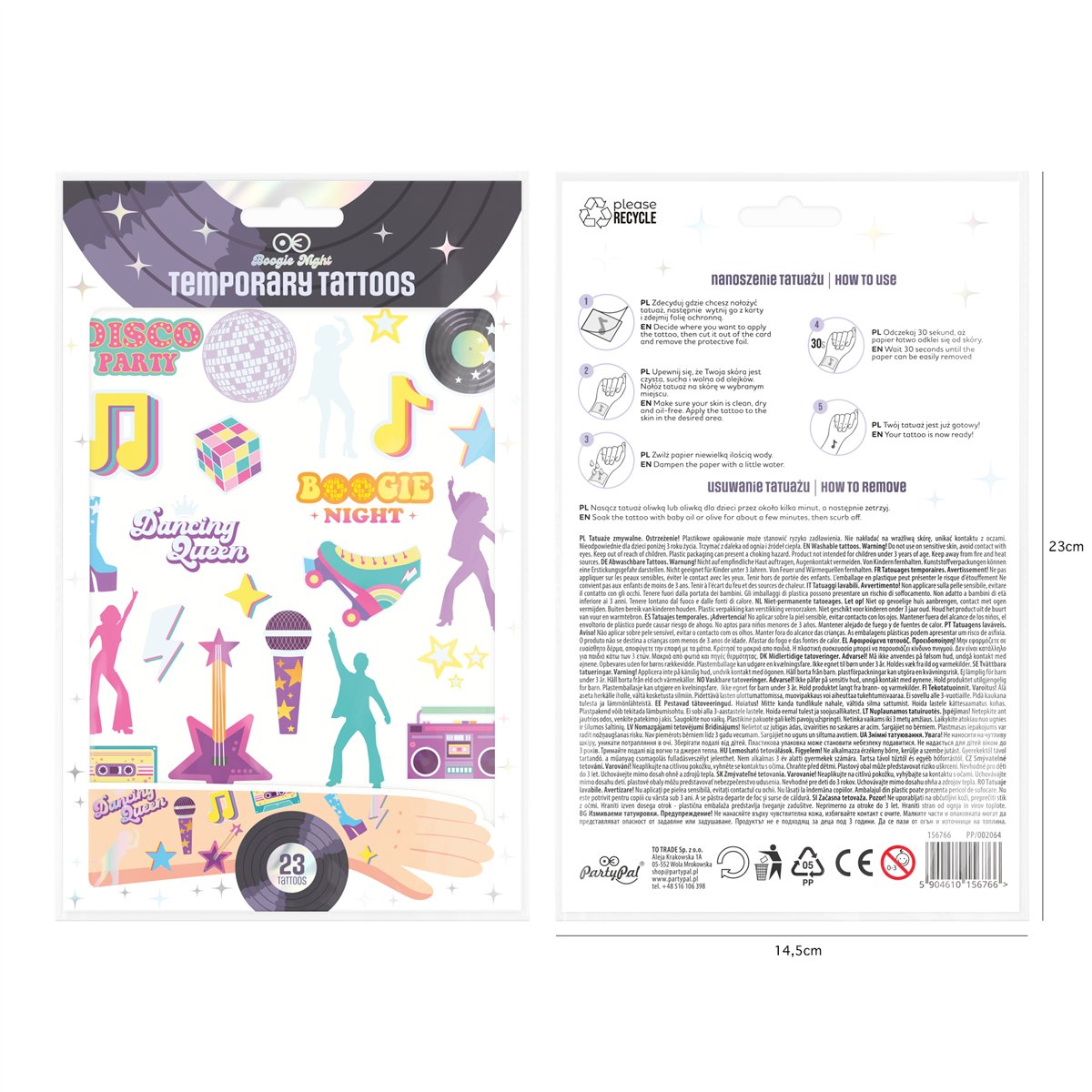 23 stk. Midlertidige Tatoveringer Retro Disco 23 stk. Midlertidige Tatoveringer Retro Disco
