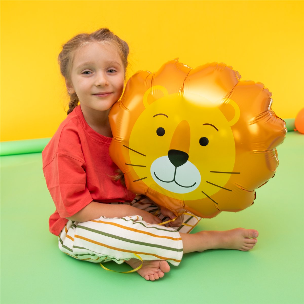 Folieballon Løvehoved Safari Brun og Gul Løve folieballon 52x52cm Folieballon Løvehoved Safari Brun og Gul Løve folieballon 52x52cm
