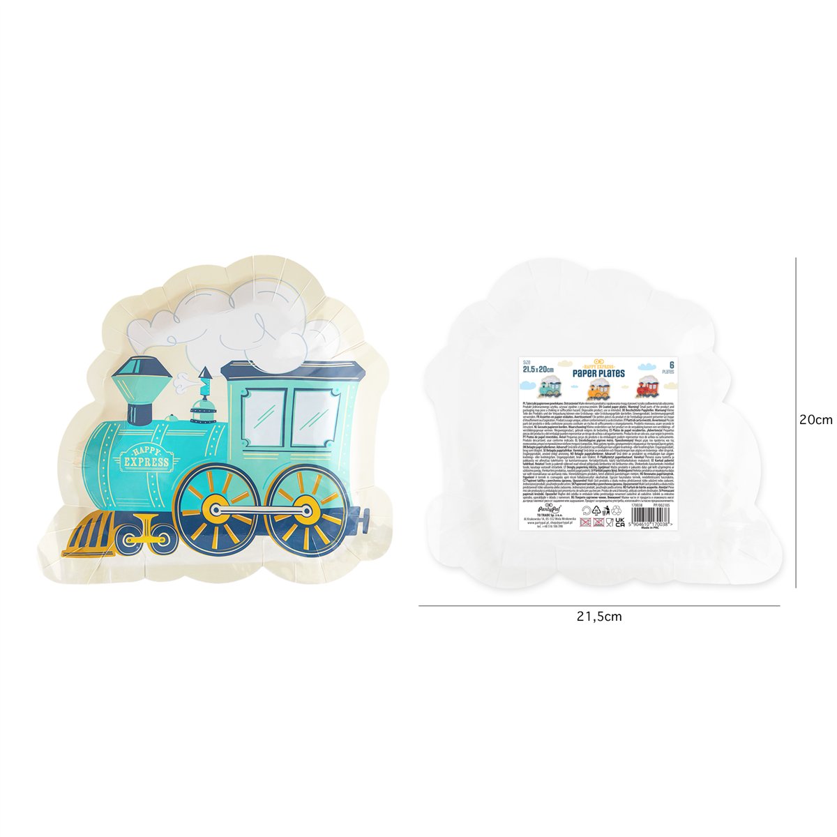 6 stk. Paptallerkner Damp Tog Multifarvet 21,5 cm