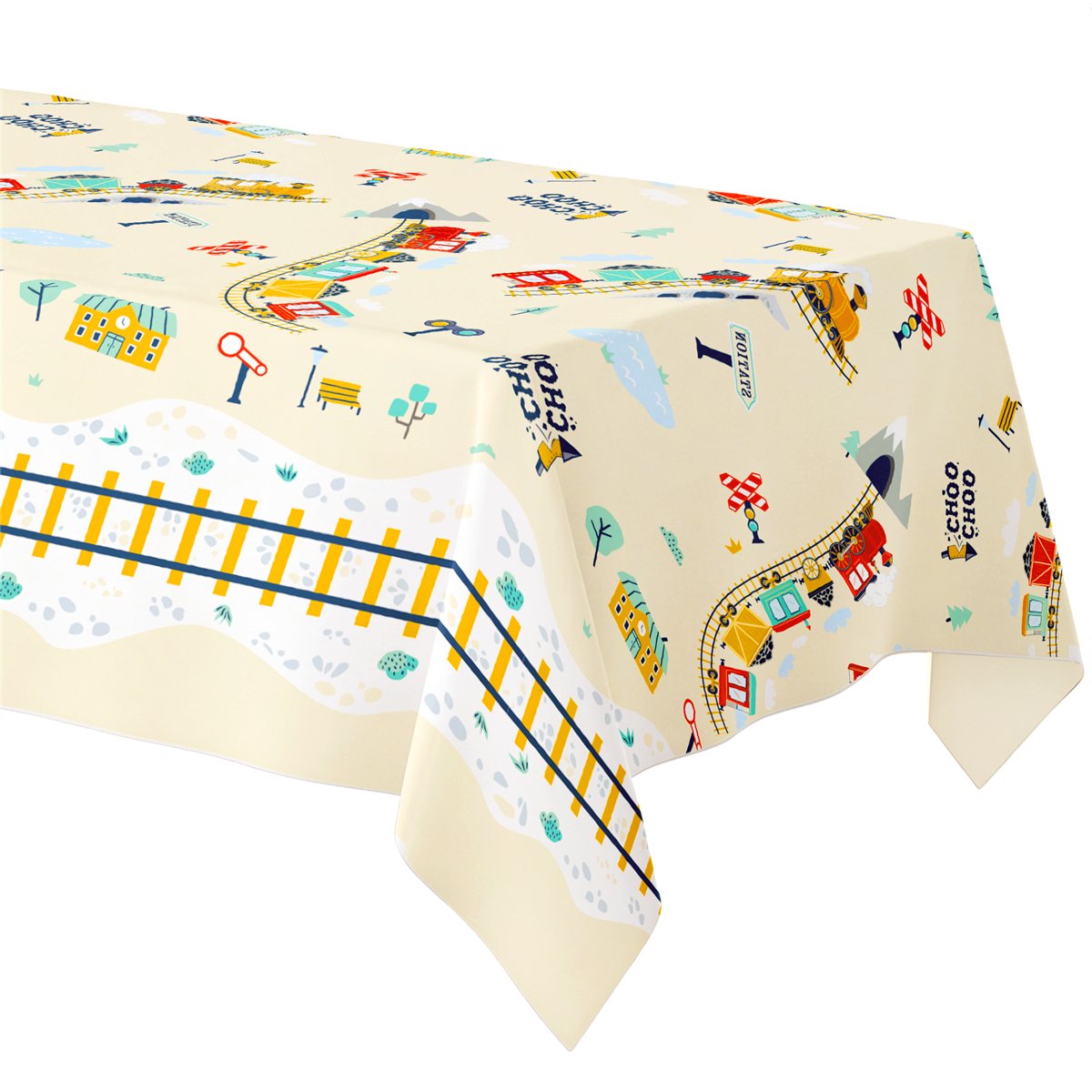 Plastikdug Happy Express Tog design 137 cm x 183 cm Plastikdug Happy Express Tog design 137 cm x 183 cm