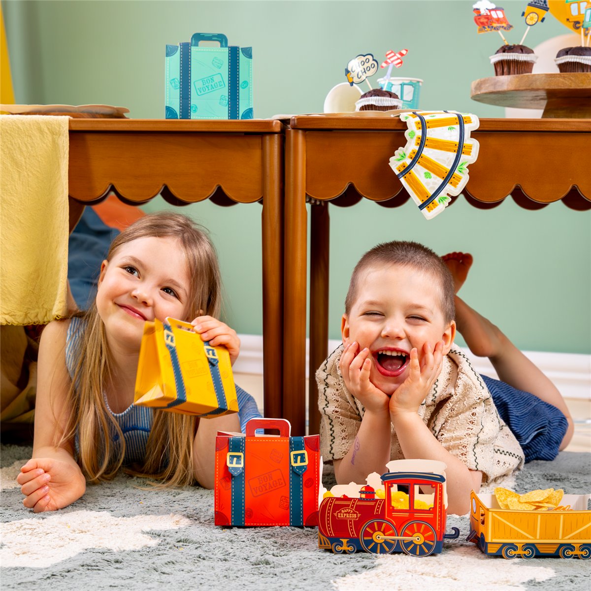 3 stk. Snackbokse Happy Express Damp tog Blandede Farver