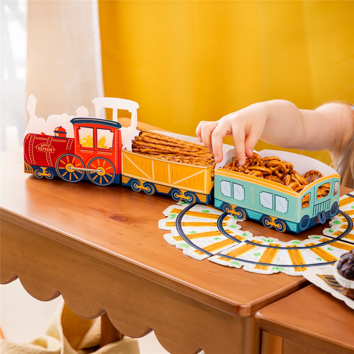 3 stk. Snackbokse Happy Express Damp tog Blandede Farver
