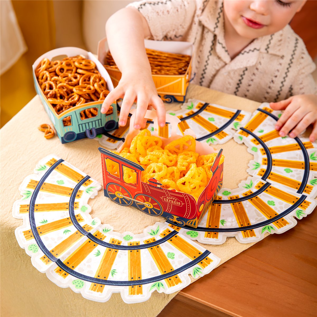3 stk. Snackbokse Happy Express Damp tog Blandede Farver