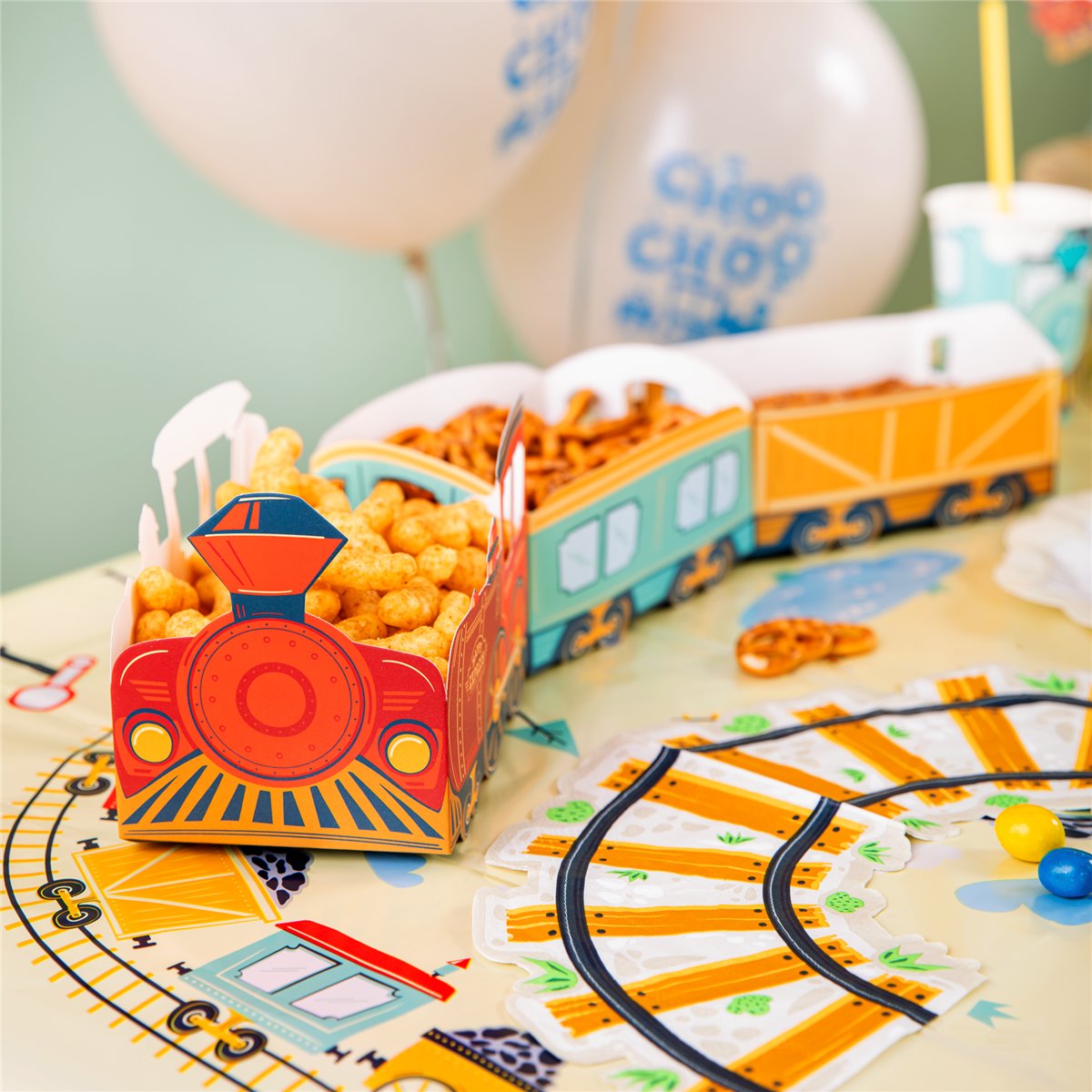 3 stk. Snackbokse Happy Express Damp tog Blandede Farver
