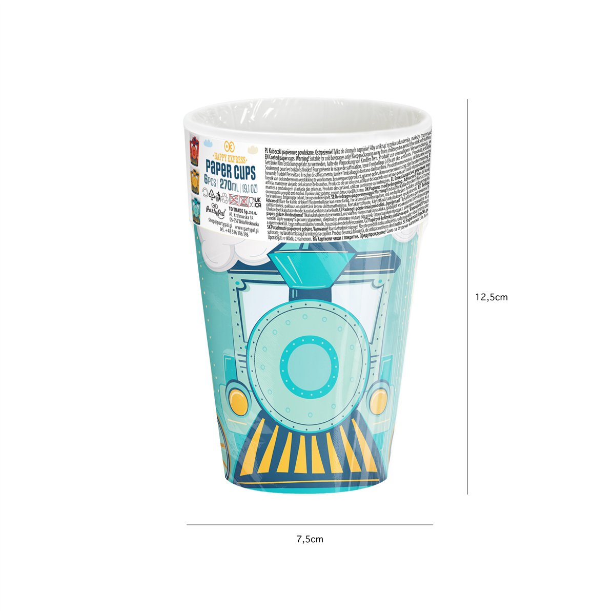 6 stk. Papirkrus Happy Express Damptog 270 ml