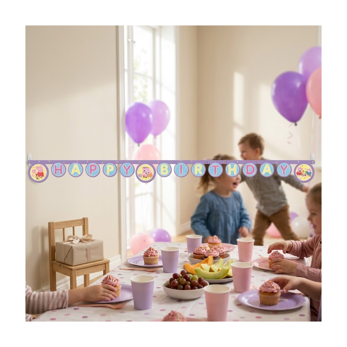 Gurli Gris® Happy Birthday Guirlande lilla 230 cm Gurli Gris® Happy Birthday Guirlande lilla 230 cm