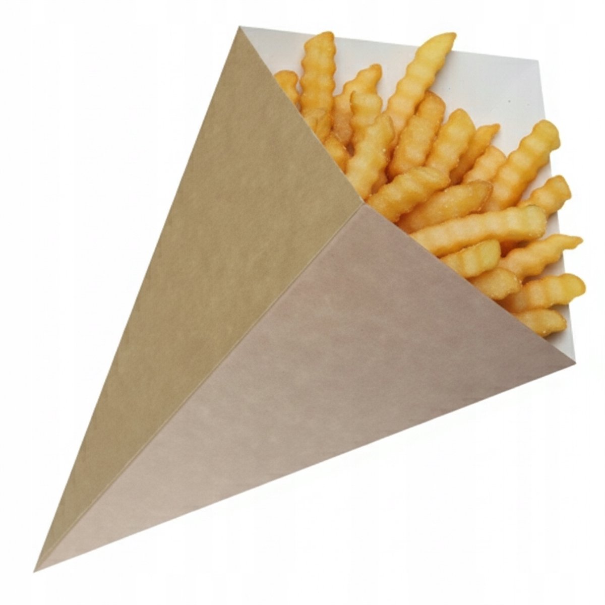 50 stk. Kræmmerhus til Pommes Frites 195 × 335 mm Brun/Hvid 50 stk. Kræmmerhus til Pommes Frites 195 × 335 mm Brun/Hvid