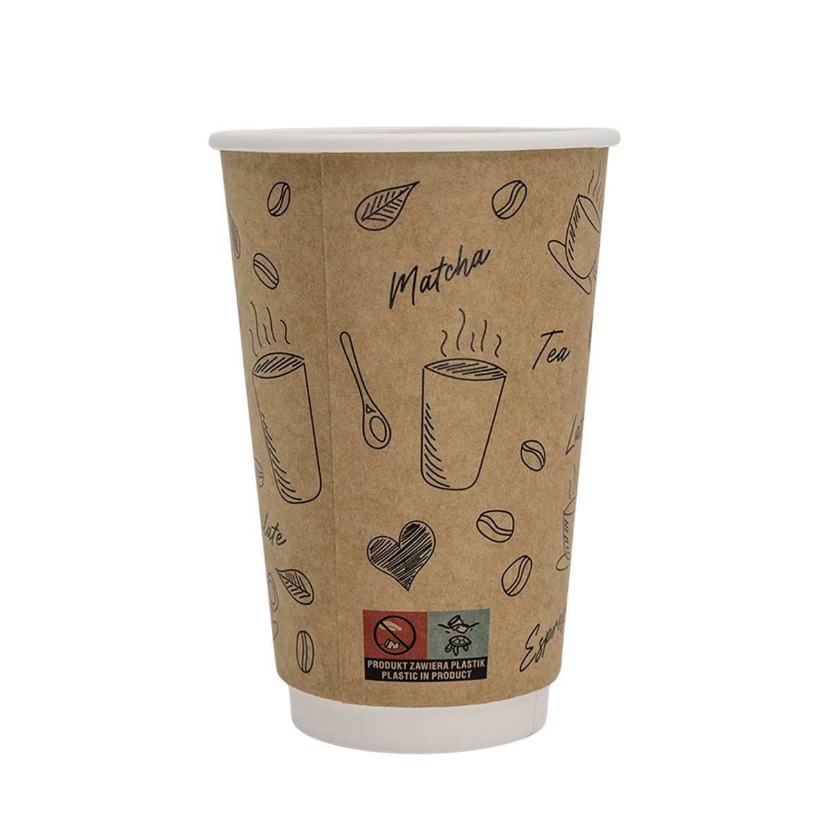 20 stk. Dobbeltv&aelig;ggede Kaffekrus caf&eacute;-motiv 400 ml