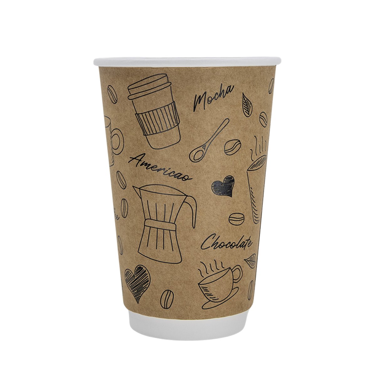 20 stk. Dobbeltv&aelig;ggede Kaffekrus caf&eacute;-motiv 400 ml