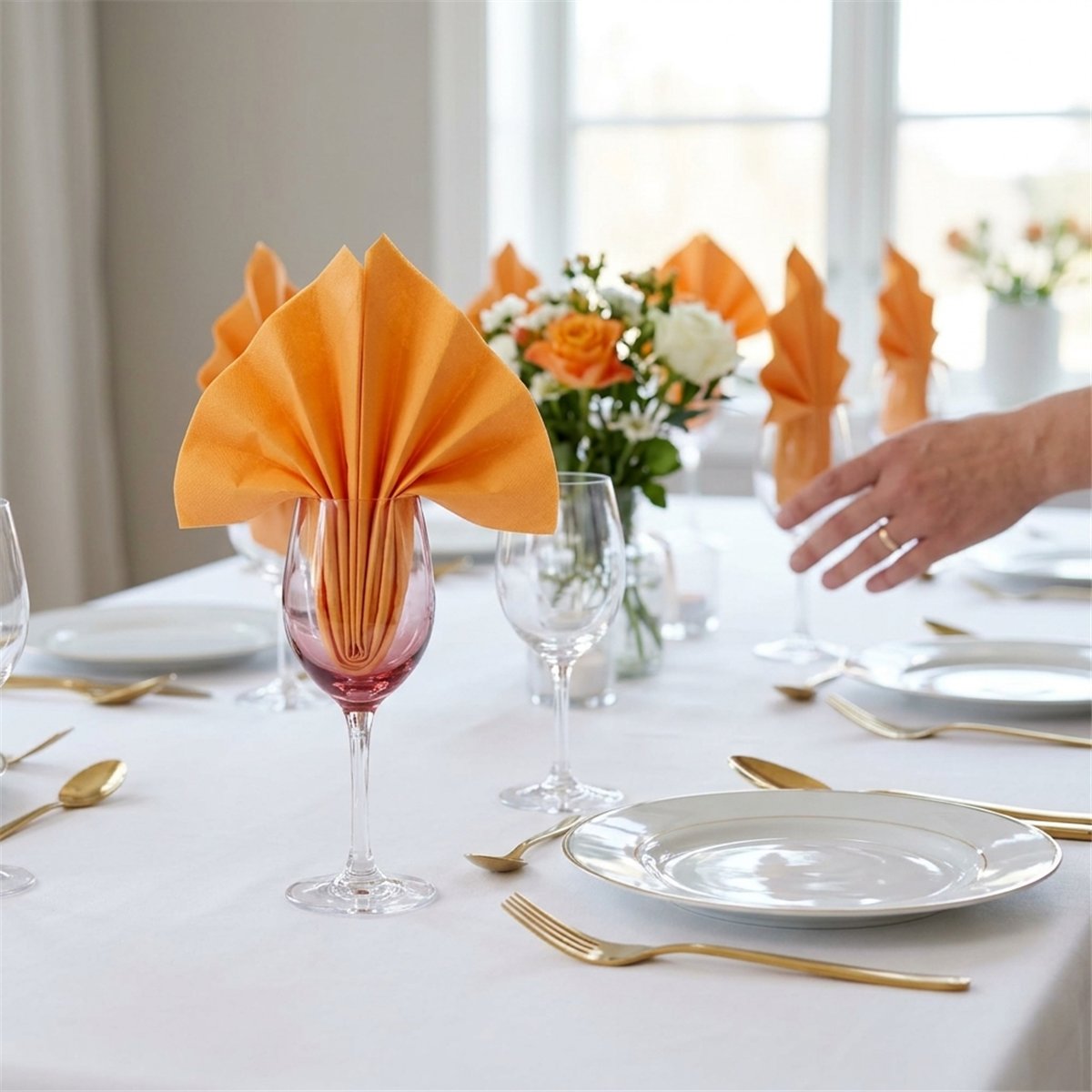 50 stk. Middagsservietter Orange Airlaid 40x40 cm 50 stk. Middagsservietter Orange Airlaid 40x40 cm