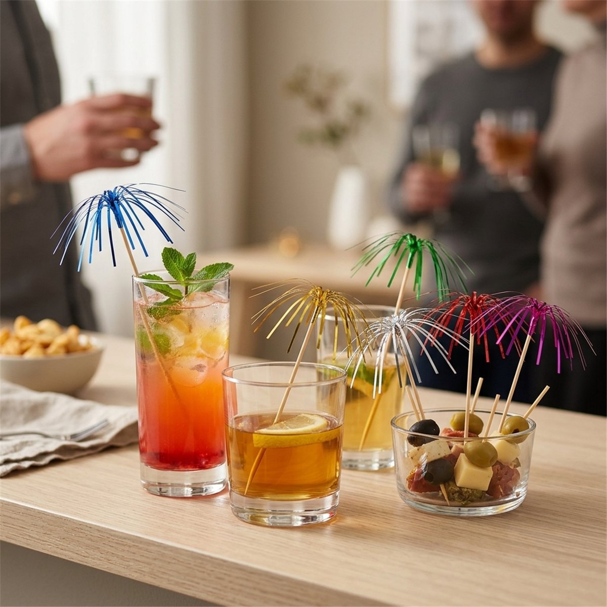 10 stk. Cocktailpinde fyrværkeri folie og bambus 225 mm 10 stk. Cocktailpinde fyrværkeri folie og bambus 225 mm