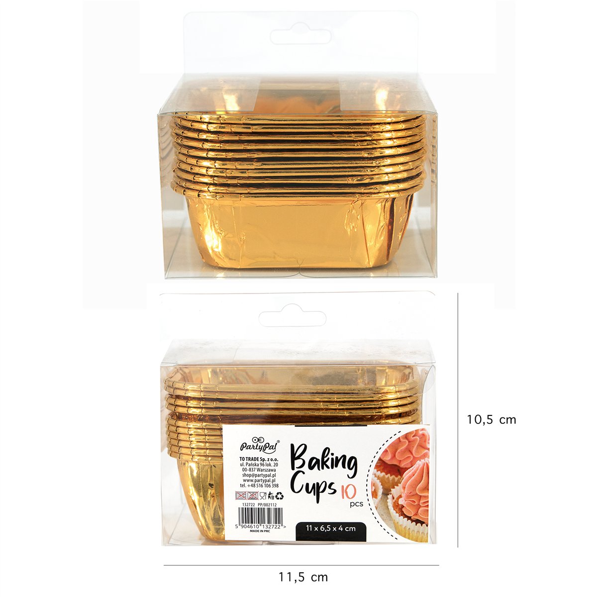 10 stk. Guld bageforme i aluminium – rektangulære 10 stk. Guld bageforme i aluminium – rektangulære