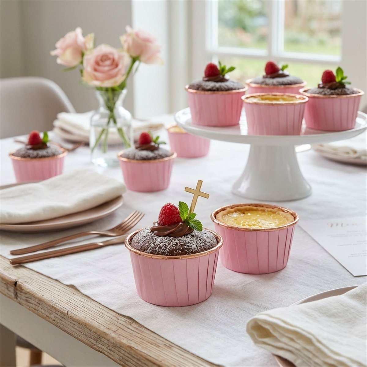 20 stk. Bageforme Runde Rosaguld aluminium 7 cm 20 stk. Bageforme Runde Rosaguld aluminium 7 cm