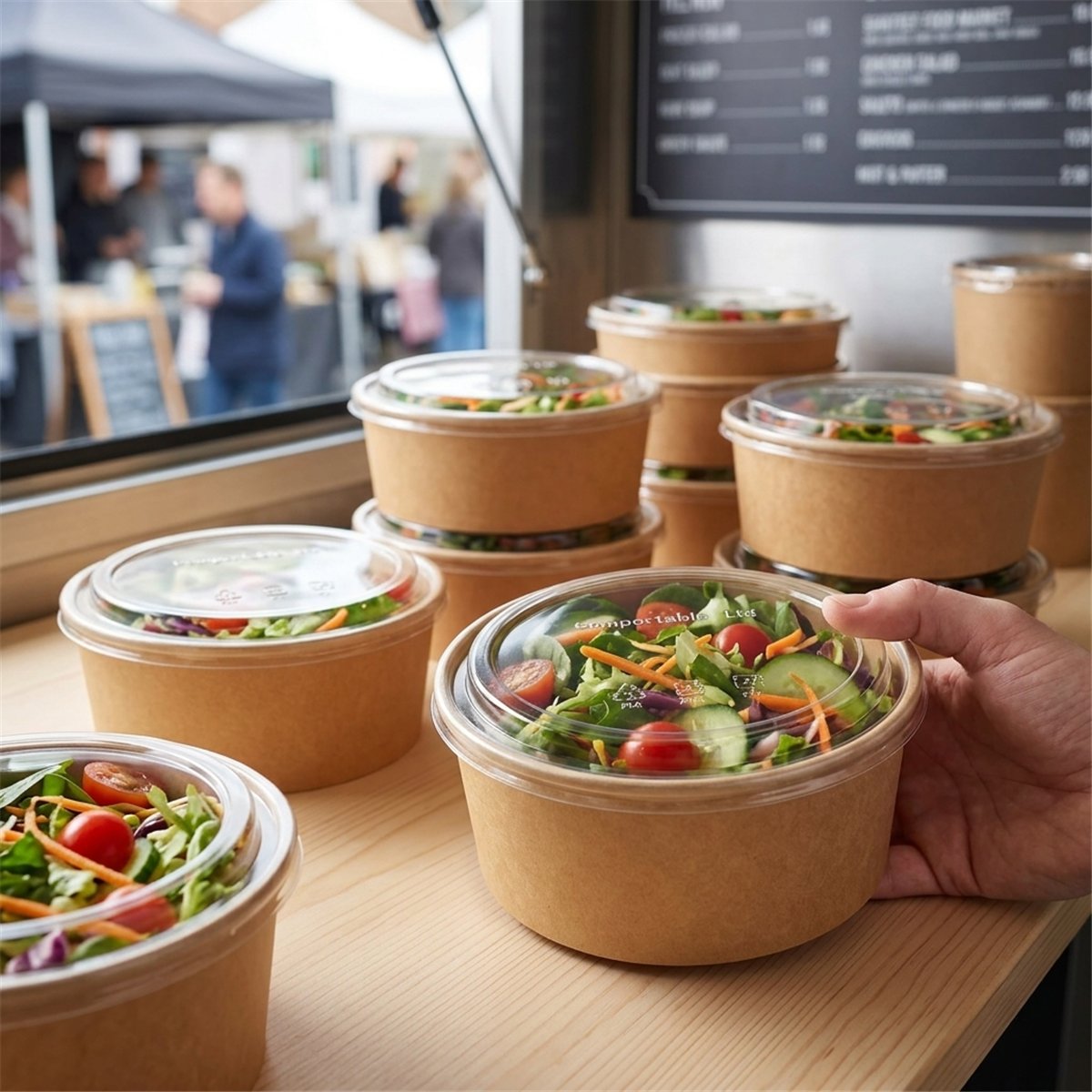 50 stk. L&aring;g til Salatsk&aring;le transparent PET &Oslash; 18,4 cm