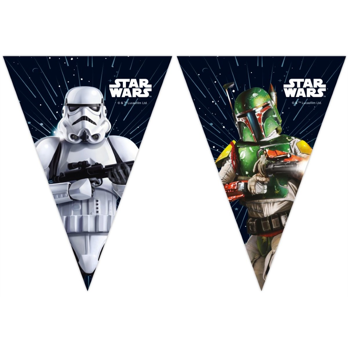 Star Wars® Vimpelguirlande 9 flag papir 230 cm Star Wars® Vimpelguirlande 9 flag papir 230 cm