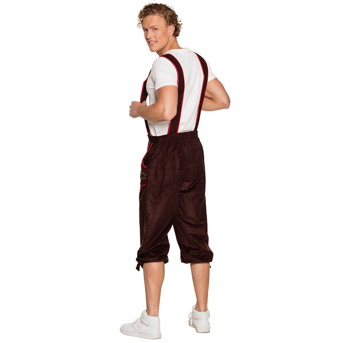 Lederhosen brun velour bayersk kostume str. M/L Lederhosen brun velour bayersk kostume str. M/L