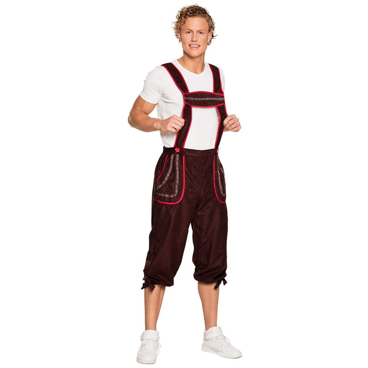 Lederhosen brun velour bayersk kostume str. M/L Lederhosen brun velour bayersk kostume str. M/L