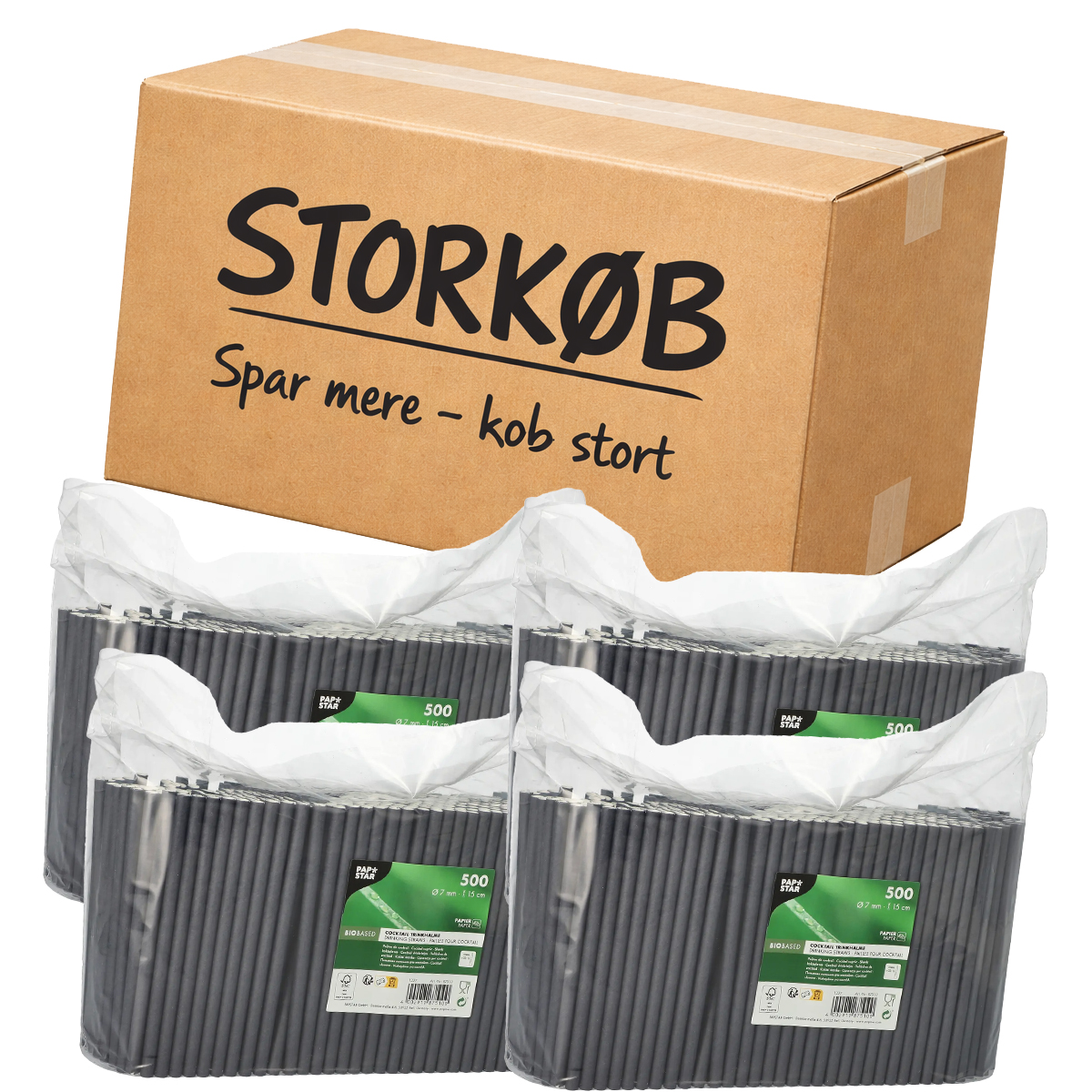 4000 stk. Cocktailsugerør sort papir 15 cm Ø7 mm 4000 stk. Cocktailsugerør sort papir 15 cm Ø7 mm