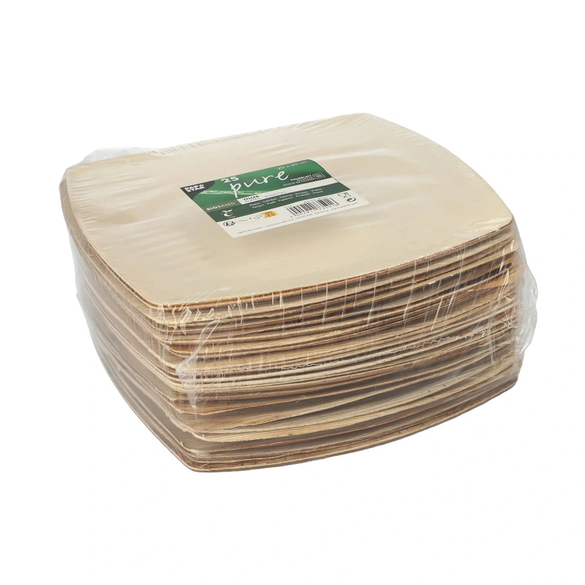25 stk. Palmebladstallerkener Firkantet Natur 20 cm 25 stk. Palmebladstallerkener Firkantet Natur 20 cm