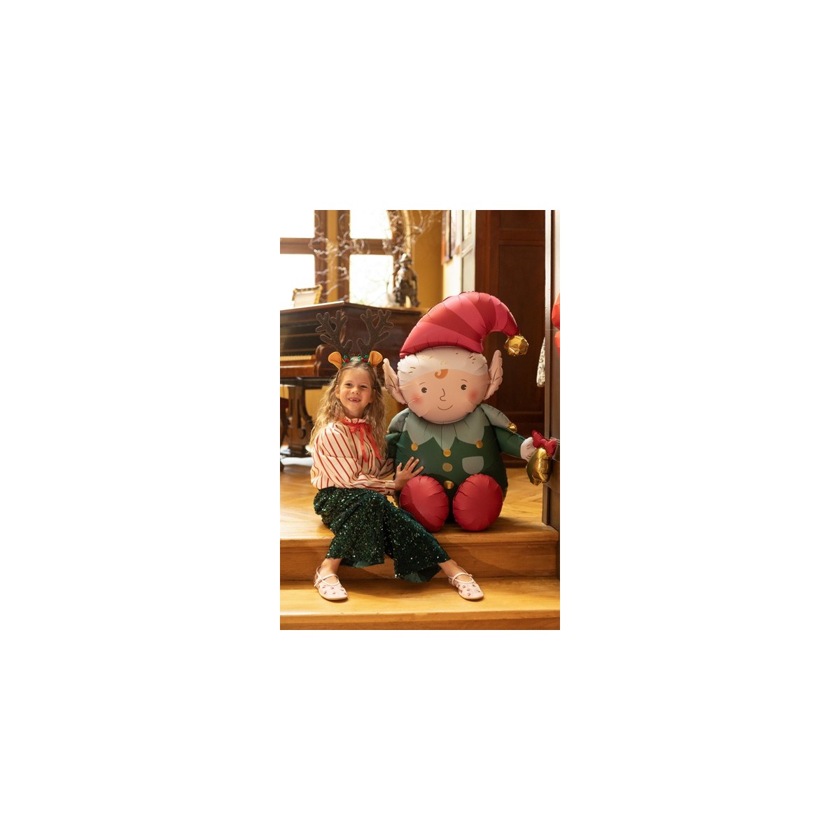 Foil balloon Elf, 89x92 cm, green and red Foil balloon Elf, 89x92 cm, green and red