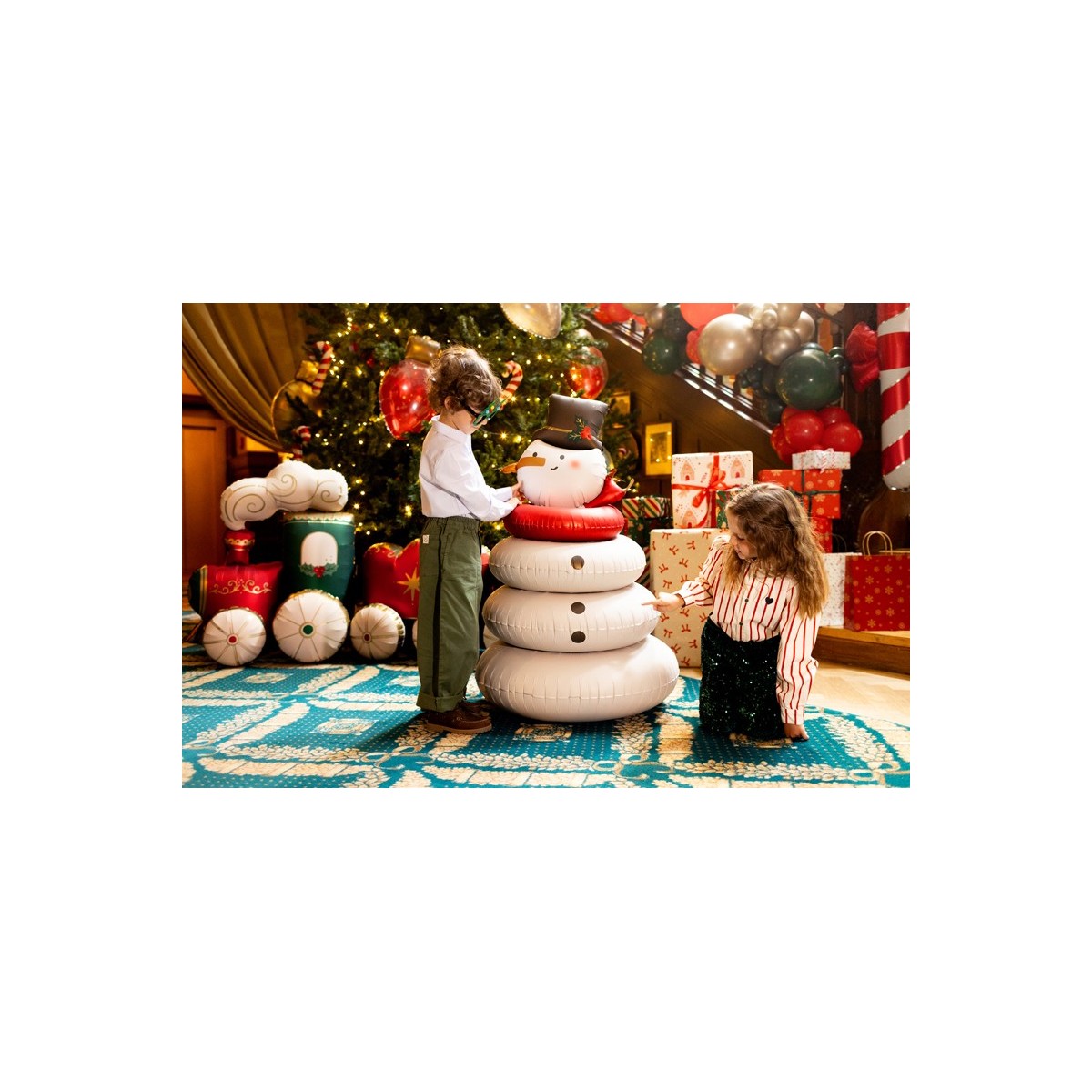 Standing foil balloon Snowman, 64.5x120 cm, beige Standing foil balloon Snowman, 64.5x120 cm, beige