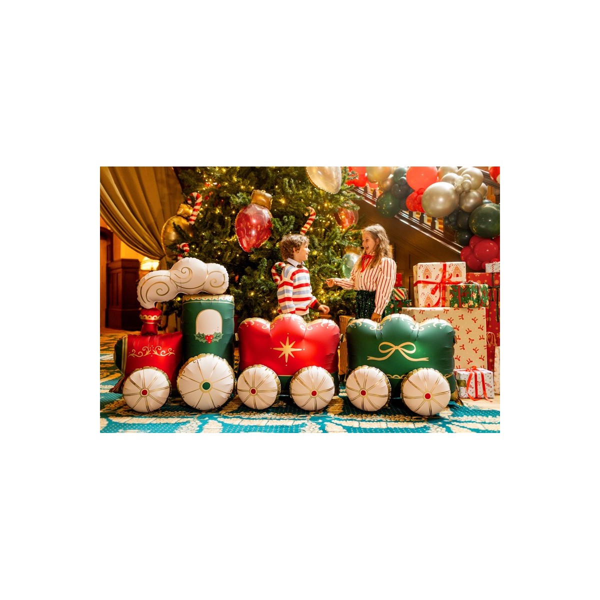 Standing foil balloon Train XXL, 221x96 cm, green-red Standing foil balloon Train XXL, 221x96 cm, green-red